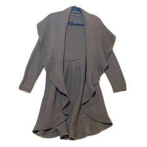 Long, warm brown/grey knit cardigan